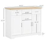 HOMCOM Sideboard Buffet Cabinet with 3 Storage Drawers, Kitchen Cabinet, Coffee Bar, with Adjustable Shelf for Living Room, White