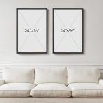 Framed Blue Gray Abstract Wall Art Set of 2, Modern Minimalist Circle Line Canvas Artwork for Walls, Contemporary Abstract Paintings Prints for Living Room Bedroom Office Hallway Wall Decor, 24x36 In