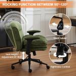 UMBFUN Criss Cross Chair with Flip-up Arms, Wide Criss Legged Chair with 3 Layer Cushion, Ergonomic Office Desk Chair with Wheels, Swivel Vanity Chair for Office, Living Room, Bedroom, Chenille Green