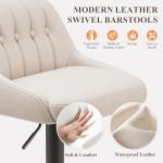 MALOL Bar Stools Set of 4, Swivel Bar Chairs, Modern Adjustable PU Leather Upholstered Barstools Counter Height with Tufted Back for Bar, Kitchen Counter Island, Dining Room, Beige