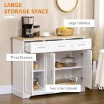 HOMCOM Sideboard Buffet Cabinet with 3 Storage Drawers, Kitchen Cabinet, Coffee Bar, with Adjustable Shelf for Living Room, White