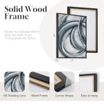 Framed Blue Gray Abstract Wall Art Set of 2, Modern Minimalist Circle Line Canvas Artwork for Walls, Contemporary Abstract Paintings Prints for Living Room Bedroom Office Hallway Wall Decor, 24x36 In