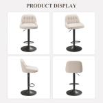MALOL Bar Stools Set of 4, Swivel Bar Chairs, Modern Adjustable PU Leather Upholstered Barstools Counter Height with Tufted Back for Bar, Kitchen Counter Island, Dining Room, Beige