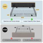 Allewie Upholstered King Size Platform Bed Frame with 4 Storage Drawers and Headboard, Diamond Stitched Button Tufted, Mattress Foundation with Wooden Slats Support, No Box Spring Needed, Beige