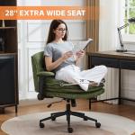 UMBFUN Criss Cross Chair with Flip-up Arms, Wide Criss Legged Chair with 3 Layer Cushion, Ergonomic Office Desk Chair with Wheels, Swivel Vanity Chair for Office, Living Room, Bedroom, Chenille Green