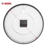 Plumeet Black Wall Clock Non Ticking Silent Quartz Round Clock Decorate Bedroom Home Kitchen Office - Battery Operated (White)