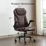 amseatec, Office Chair, Executive Leather Chair Home Office Desk Chairs, Ergonomic Computer Desk Chair with Adjustable Flip-Up Arms, Lumbar Support Swivel Task Chair with Rocking Function (Brown)