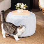 Munivo Cozy Plush Grey Pouf | Living Room Ottoman Footrest at 20 x 15 Inches | Soft, Non-Shedding Round Stool Sofa Ottoman with Supportive Foam Filling | Foot Rest for Couch