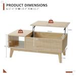 LYNCOHOME Fluted Lift Top Coffee Table with Storage, Modern Coffee Table for Living Room, Home Office(Natural)