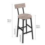 MAHANCRIS Bar Stools, Set of 2 Round Bar Chairs with Footrest, 24.4 Inches Bar Stools with Back, Counter Bar Chairs, for Dining Room, Kitchen, Greige BAHG02101N2