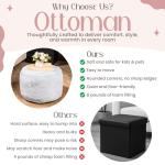 Munivo Cozy Plush Grey Pouf | Living Room Ottoman Footrest at 20 x 15 Inches | Soft, Non-Shedding Round Stool Sofa Ottoman with Supportive Foam Filling | Foot Rest for Couch