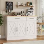 Vongrasig 43” Sideboard Buffet Cabinet with Storage, Farmhouse Coffee Bar with Drawers and Shelves, Wood Buffet Table for Kitchen, Dining Room, White