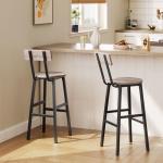 MAHANCRIS Bar Stools, Set of 2 Round Bar Chairs with Footrest, 24.4 Inches Bar Stools with Back, Counter Bar Chairs, for Dining Room, Kitchen, Greige BAHG02101N2