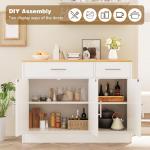 Vongrasig 43” Sideboard Buffet Cabinet with Storage, Farmhouse Coffee Bar with Drawers and Shelves, Wood Buffet Table for Kitchen, Dining Room, White