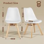 CangLong Dining Chairs Set of 4, Mid Century Modern Kitchen and Dining Chair, Soft Padded Dining Desk Chairs with Wood Legs, for Kitchen, Dining, Living Room & Bedroom, White