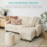 Best Choice Products Upholstered Sectional Sofa for Home, Apartment, Dorm, Bonus Room, Compact Spaces w/Chaise Lounge, 3-Seat, L-Shape Design, Reversible Ottoman Bench, 680lb Capacity - Aqua