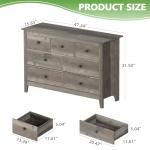 Vikiullf 7 Drawer Dresser - Wooden Bedroom Dressers, Grey Storage Drawers Cabinet for Bedroom, Living Room, Farmhouse Dresser Organizer, Rust Chest of Drawers