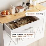 Vongrasig 43” Sideboard Buffet Cabinet with Storage, Farmhouse Coffee Bar with Drawers and Shelves, Wood Buffet Table for Kitchen, Dining Room, White