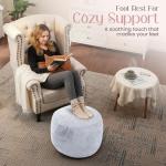 Munivo Cozy Plush Grey Pouf | Living Room Ottoman Footrest at 20 x 15 Inches | Soft, Non-Shedding Round Stool Sofa Ottoman with Supportive Foam Filling | Foot Rest for Couch