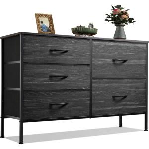 5-Drawer Bedroom Dresser with Organizers, Wide Chest for Living Room, Fabric Storage Furniture