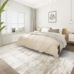 Washable Rug 6x9 Area Rugs for Living Room: Neutral Soft Rug Abstract Non Slip Low Pile Modern Carpet for Bedroom Kitchen Nursery Office Dining Room Indoor (Beige, 6'x9')