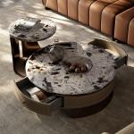 Drawer Style Coffee Table Decoration Designer Minimalist Storage Coffee Table Black White Space Meuble Salon Furniture For Home