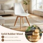 CangLong Dining Chairs Set of 4, Mid Century Modern Kitchen and Dining Chair, Soft Padded Dining Desk Chairs with Wood Legs, for Kitchen, Dining, Living Room & Bedroom, White