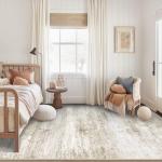 Washable Rug 6x9 Area Rugs for Living Room: Neutral Soft Rug Abstract Non Slip Low Pile Modern Carpet for Bedroom Kitchen Nursery Office Dining Room Indoor (Beige, 6'x9')