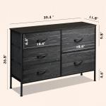 5-Drawer Bedroom Dresser with Organizers, Wide Chest for Living Room, Fabric Storage Furniture