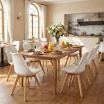 CangLong Dining Chairs Set of 4, Mid Century Modern Kitchen and Dining Chair, Soft Padded Dining Desk Chairs with Wood Legs, for Kitchen, Dining, Living Room & Bedroom, White