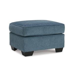 Signature Design by Ashley Cashton Contemporary Crosshatched Upholstered Ottoman, Blue