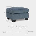 Signature Design by Ashley Cashton Contemporary Crosshatched Upholstered Ottoman, Blue