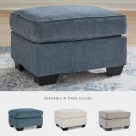 Signature Design by Ashley Cashton Contemporary Crosshatched Upholstered Ottoman, Blue