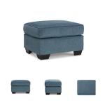 Signature Design by Ashley Cashton Contemporary Crosshatched Upholstered Ottoman, Blue