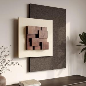 3D Wood Textured Large Neutral Abstract Wall Art, Modern Beige Brown Geometric Paintings Artwork for Walls-Minimalist Wooden Wall Art Decor for Living Room Hallway Dining Room Bedroom Office Aesthetic