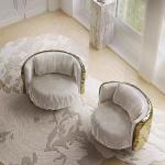 Light luxury single leather sofa villa living room curved armchair high-end design sofa chair