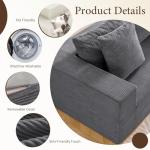 INGEROOM 108" Modular Cloud Sectional Couch with Deep Seat, Boneless Sofa with Movable Ottoman, Plush Corduroy Memory Foam Couch for Living Room, No Assembly, Dark Gray