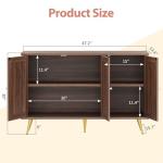 Shintenchi Large Rattan Storage Cabinet, Modern Sideboard Cabinet, Accent Large Storage Space Cabinet with Rattan Decorated Doors for Living Room, Dining Room