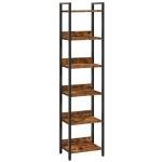 MAHANCRIS Bookshelf, 6-Tier Bookcase, Standing Book Shelf for Small Space, Storage Shelf Organizer, for Living Room, Bedroom, Study, Balcony, Rustic Brown and Black BKHR6601