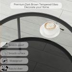 Yusong Round Glass Coffee Tables for Living Room, 2-Tier Circle Coffee Table with Storage, 26" Modern Center Accent Table with Light Black Glass, Small End Table for Small Space, Bedroom