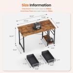 Sweetcrispy 40 Inch Computer Desk with Drawers for Home Office, Writing Desk with X-Shaped Reinforcement, Wood Table with Adjustable Position Drawers, Modern Study Work Table with Side Hook, Rust