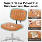 DUMOS Small Armless Home Desk Chair with Low Back Lumbar Support, Height Adjustable PU Leather Computer Task with 360° Swivel Wheels, for Small Space, Kids and Adults, Brown