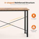 Sweetcrispy 40 Inch Computer Desk with Drawers for Home Office, Writing Desk with X-Shaped Reinforcement, Wood Table with Adjustable Position Drawers, Modern Study Work Table with Side Hook, Rust