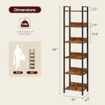 MAHANCRIS Bookshelf, 6-Tier Bookcase, Standing Book Shelf for Small Space, Storage Shelf Organizer, for Living Room, Bedroom, Study, Balcony, Rustic Brown and Black BKHR6601