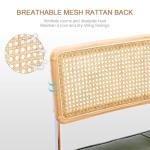 Zesthouse Natural Rattan Dining Chairs Set of 2, Modern Dining Room Chairs with Solid Wood Back for Kitchen Living Room, Mid Century Breuer Design Inspired, Upholstered Faux Leather Green