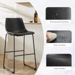 Sweetcrispy Counter Height Bar Stools Set of 2, 30 inch Height Stool Faux Leather Barstools with Back, Armless Kitchen Island Countertop Comfortable Modern Chairs with Metal Legs - Classic Black