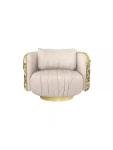 Light luxury single leather sofa villa living room curved armchair high-end design sofa chair