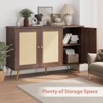 Shintenchi Large Rattan Storage Cabinet, Modern Sideboard Cabinet, Accent Large Storage Space Cabinet with Rattan Decorated Doors for Living Room, Dining Room