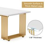 Tribesigns Modern Dining Table for 6-8 People, 70.8 Inches Long White Room Kitchen, Wood Kitchen with Gold Metal Legs, Rectangular Dinner Room, Family Gathering