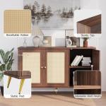 Shintenchi Large Rattan Storage Cabinet, Modern Sideboard Cabinet, Accent Large Storage Space Cabinet with Rattan Decorated Doors for Living Room, Dining Room